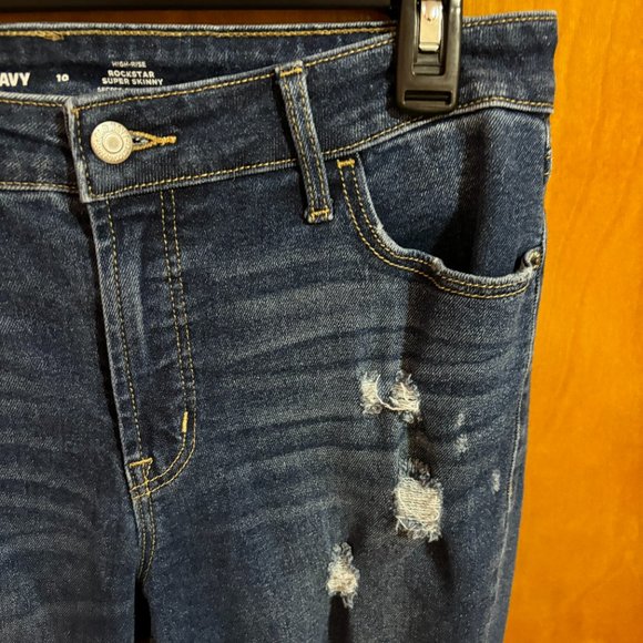 Old Navy Distressed High Rise Rockstar Super Skinny Secret Slim Pockets Jeans - Picture 4 of 14